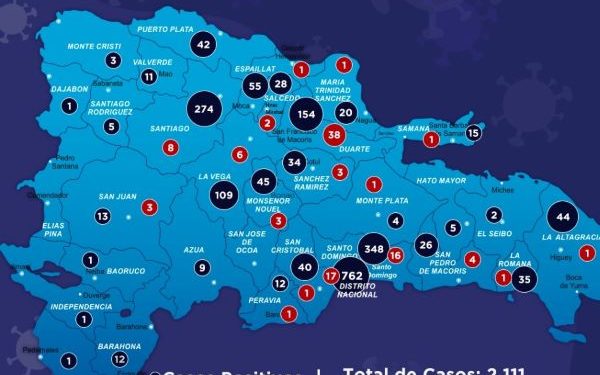 Aumentan 108 fallecidos y 2,111 infectados por coronavirus RD