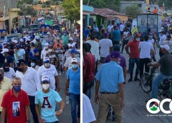 Políticos rompen el distanciamiento social por campaña electoral en Ocoa