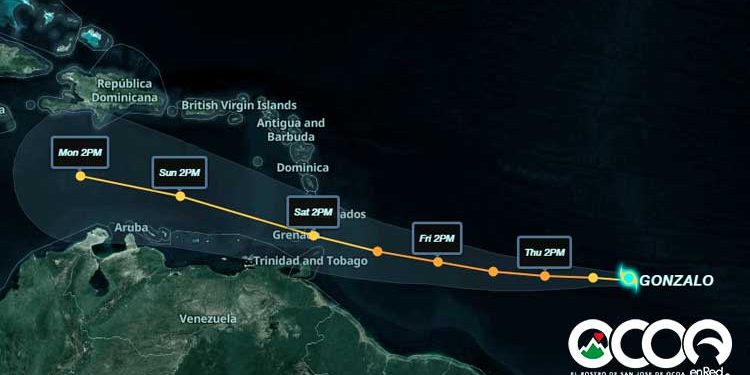 Tormenta Gonzalo se convertirá en un huracán este jueves