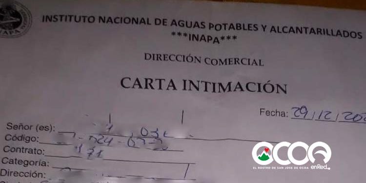 En medio de crisis Inapa envía intimación de pago a usuarios de agua