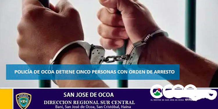 Policía arresta cinco personas por distintos hechos en Ocoa
