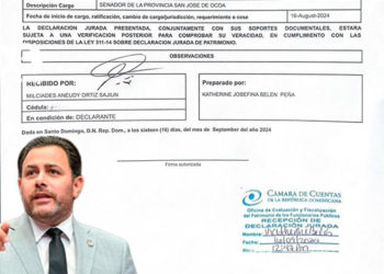 Senador Aneudy Ortiz presenta declaración jurada de bienes