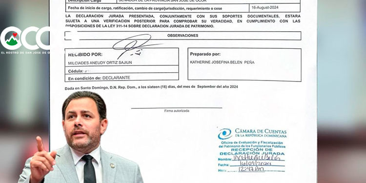 Senador Aneudy Ortiz presenta declaración jurada de bienes