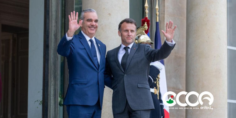 Presidente Abinader se reúne con su homólogo Emmanuel Macron, quien ratifica apoyo al sistema integrado de transporte en RD
